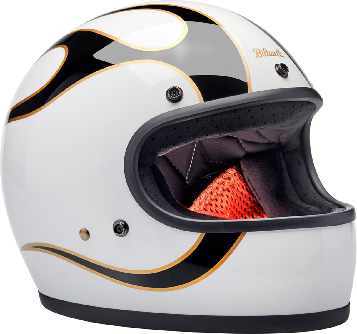 BILTWELL Gringo Helmet - Flames - White/Black - Small 1002-561-502