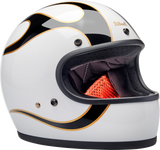 BILTWELL Gringo Helmet - Flames - White/Black - Small 1002-561-502