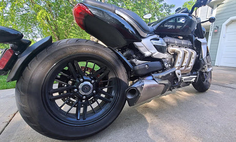 IN STOCK  Vandemon Triumph Rocket 3R, GT and Storm Titanium Slip-On Mufflers 2019-2024  TRIUMROCKET3MUFC VA-1