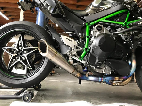 Vandemon Brushed Titanium Exhaust System Ninja H2 & H2R 2015-26 KAWAH2TICSBRUEXHD VA-2