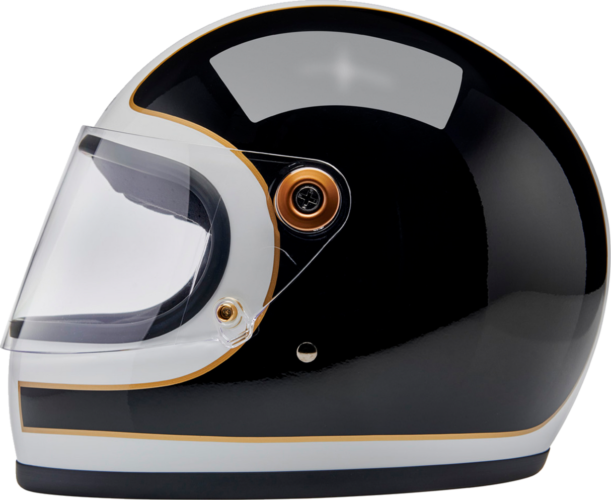 BILTWELL Gringo S Helmet - Gloss White/Black Tracker - XS 1003-566-501