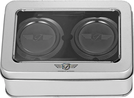 FIGURATI DESIGNS Front Axle Nut Cover - Stainless Steel - Black w/Figurati Designs Logo FD01-FAC-BLK