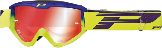 PRO GRIP 3450 Riot Goggles - Electric Blue/Yellow Fluo - Mirror PZ3450BEGFFL