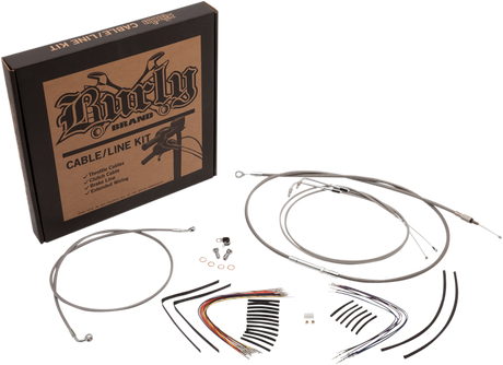 BURLY BRAND Handlebar Cable/Brake Line Kit - Complete - 13" Ape Hanger Handlebars - Stainless Steel B30-1238