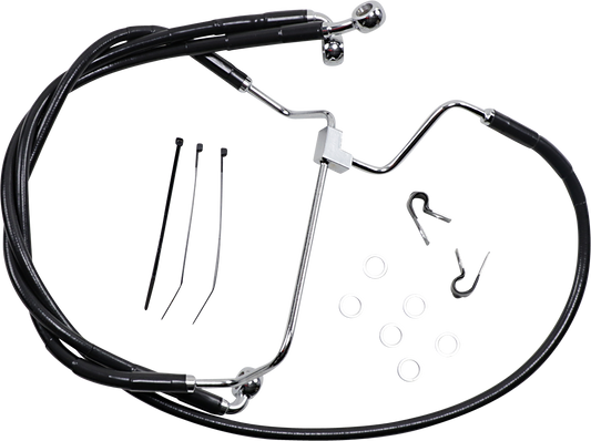 DRAG SPECIALTIES Brake Line - Front - Black - +6" 614085-6BLK