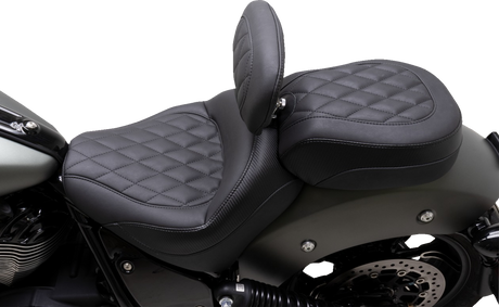 MUSTANG Solo Touring Seat - w/ Driver Backrest - Black - Diamond Stitch - Chief '22-'23 89740
