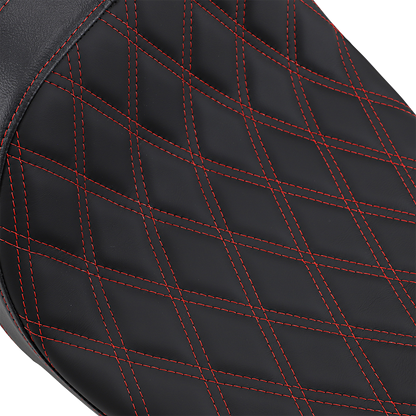 DRAG SPECIALTIES Predator 2-Up Seat - Double Diamond - Red Stitching - FL '08-'22 0801-1272