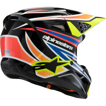 ALPINESTARS Youth SM3 Helmet - Wurx - Gloss Black/Yellow Fluo/Blue/Red Large 8302025-1574-YL