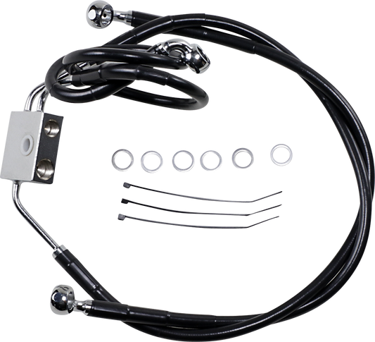 DRAG SPECIALTIES Brake Line - Front - Black - +2" - FXDF '12-'17 612137-2BLK