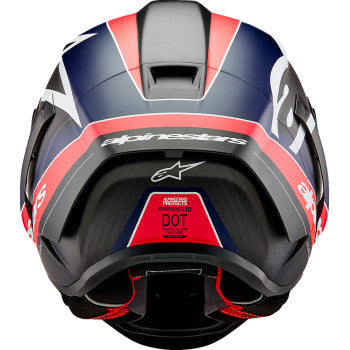 IN STOCK ALPINESTARS Supertech R10 Helmet - Team - Matte Black/Carbon Red Fluo/Blue - Medium 8200224-1383-M