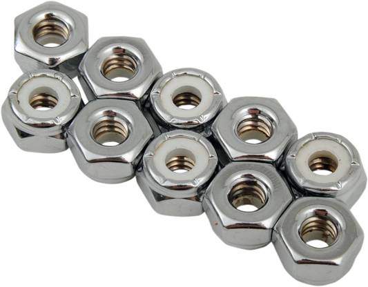 DRAG SPECIALTIES Nuts - Nylon - Chrome - 10-24 MPB271