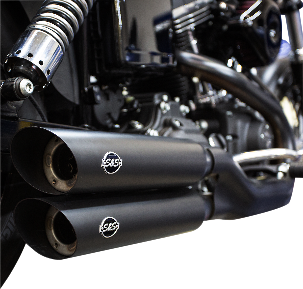 S&S CYCLE Slash Cut Mufflers - Black 550-0724