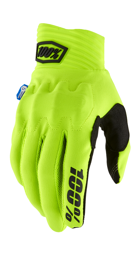 100% Cognito Smart Shock Gloves - Fluorescent Yellow - Small 10014-00040