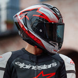 IN STOCK ALPINESTARS Supertech R10 Helmet - Team - Black/Carbon Red/Gloss White - Medium 8200224-1352-M