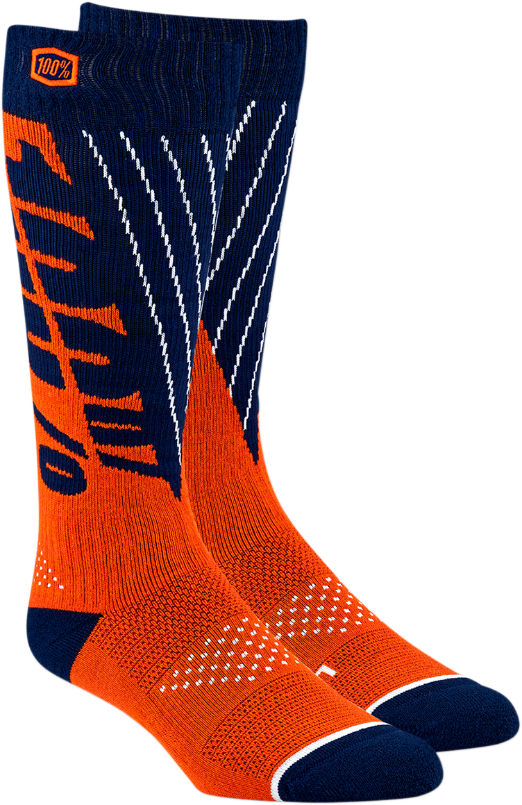 100% Torque Comfort Moto Socks - Navy/Orange - Large/XL 24007-214-18