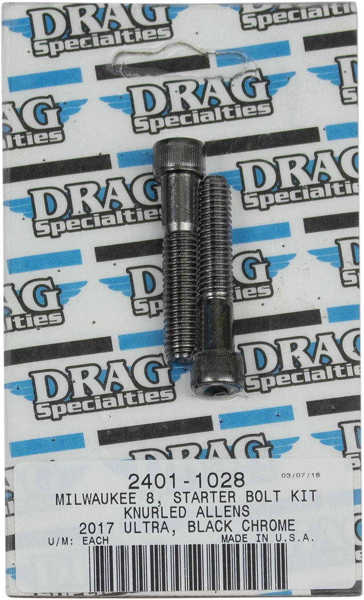 DRAG SPECIALTIES Starter Knurled Bolt Kit - Black/Chrome - M8 MK781BK