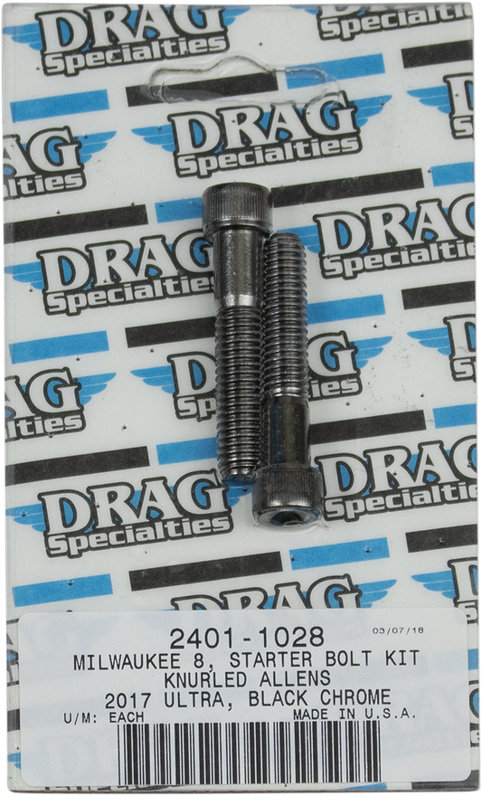 DRAG SPECIALTIES Starter Knurled Bolt Kit - Black/Chrome - M8 MK781BK