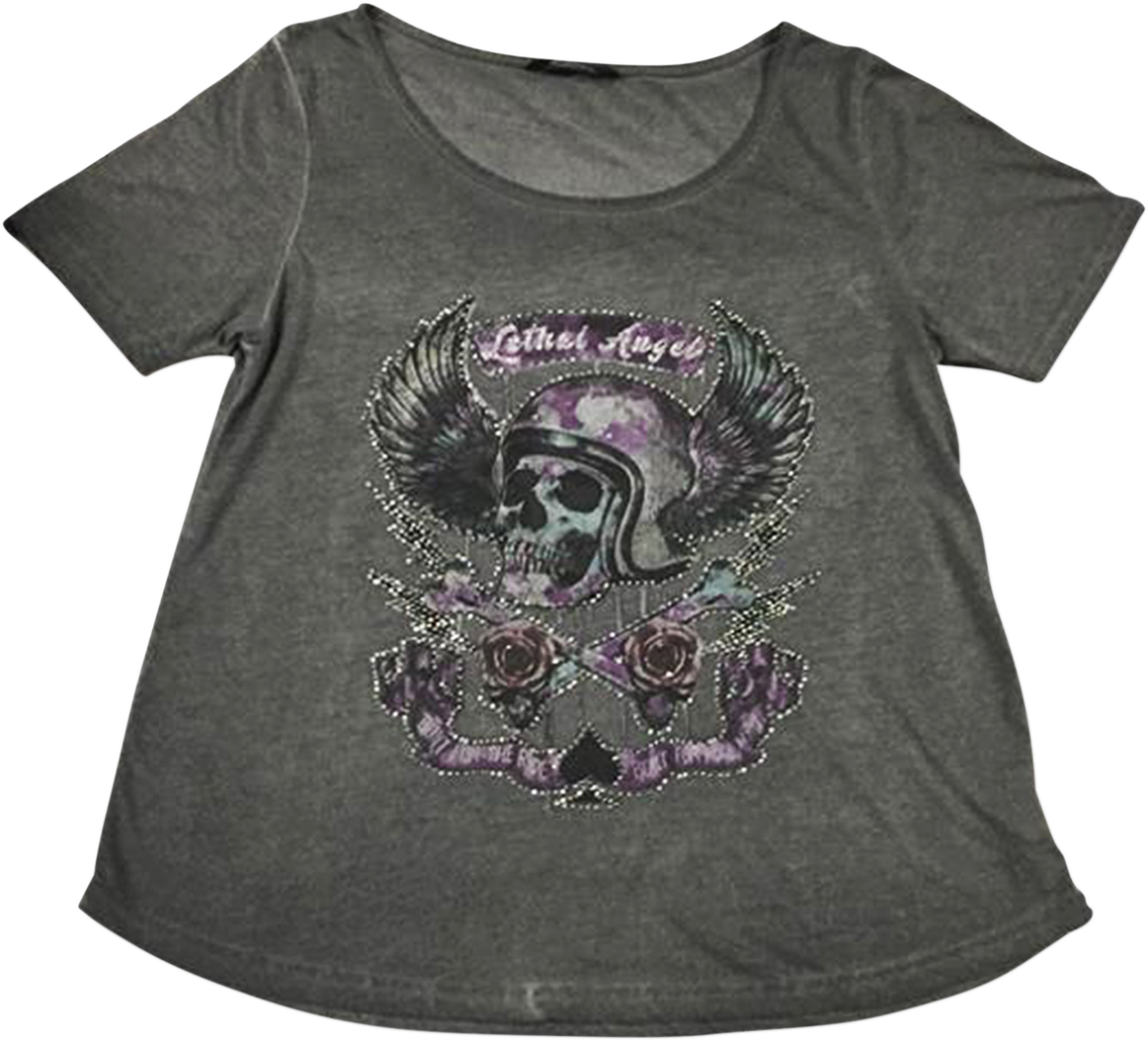 LETHAL THREAT Women's Sinwheels T-Shirt - Gray - XL LA20613XL