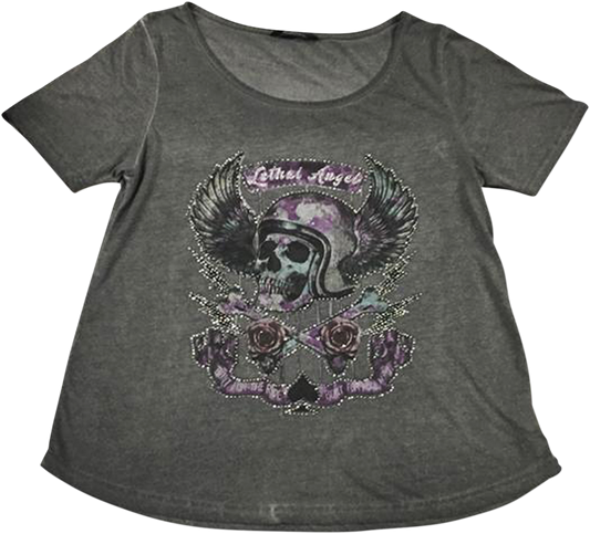 LETHAL THREAT Women's Sinwheels T-Shirt - Gray - Large LA20613L