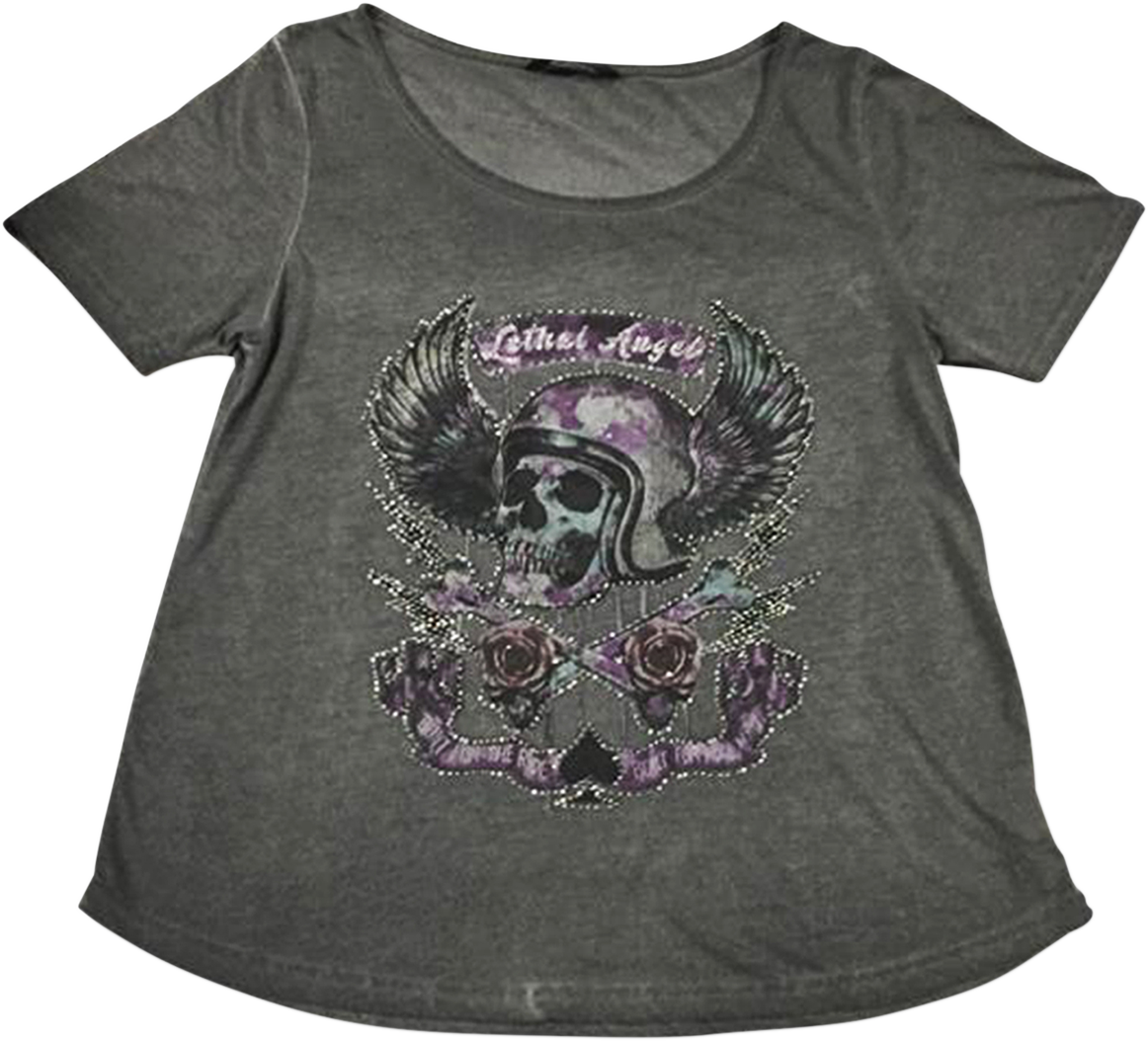 LETHAL THREAT Women's Sinwheels T-Shirt - Gray - 1X LA20613-1X