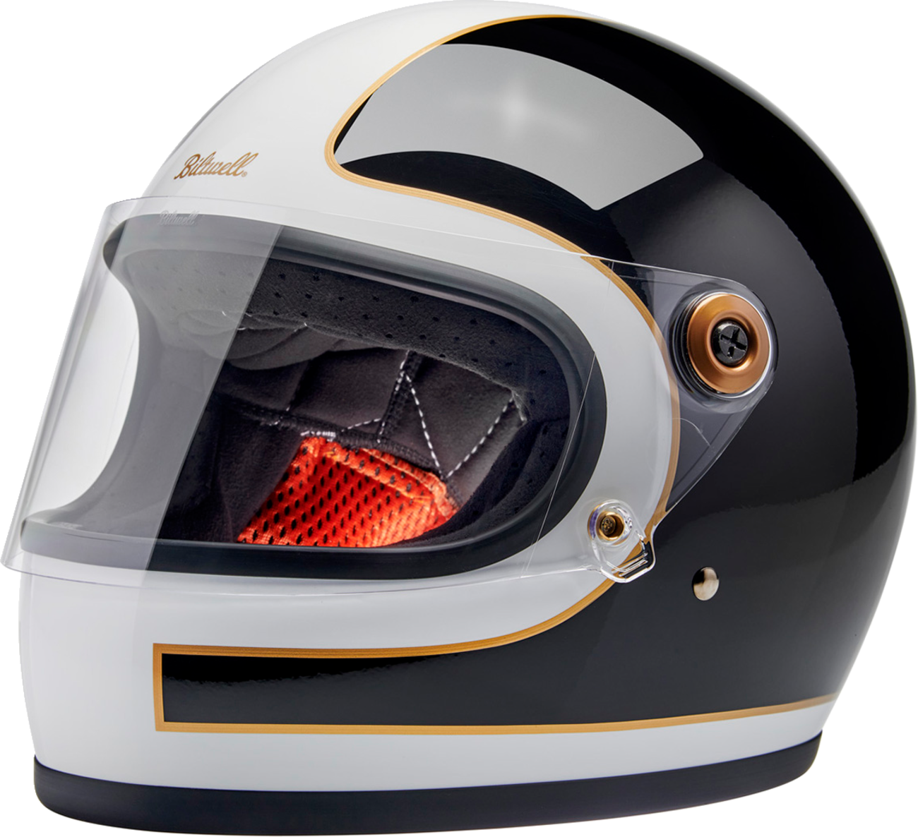 BILTWELL Gringo S Helmet - Gloss White/Black Tracker - XS 1003-566-501