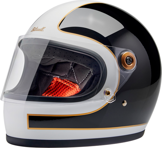 BILTWELL Gringo S Helmet - Gloss White/Black Tracker - Small 1003-566-502