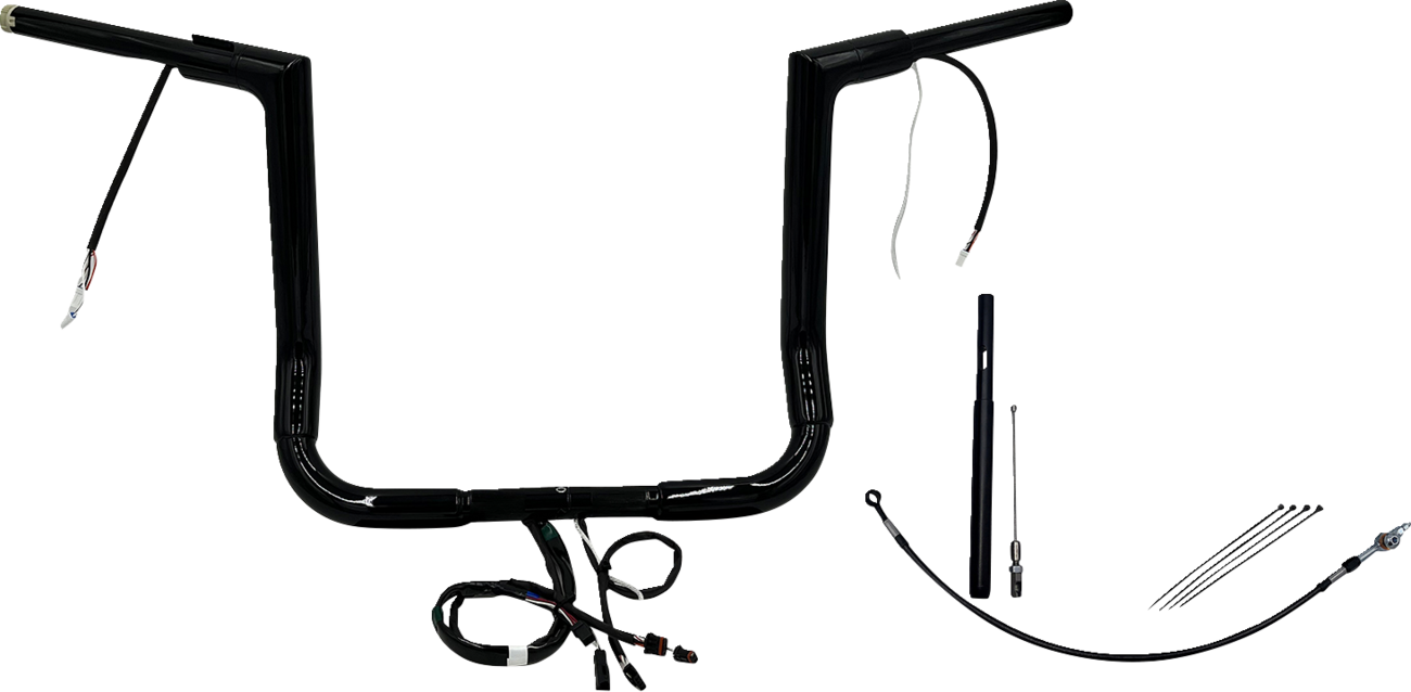 FAT BAGGERS INC. Handlebar Kit - Flat Top - 14" - Black 612014-B