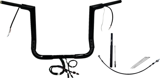 FAT BAGGERS INC. Handlebar Kit - Flat Top - 14" - Black 612014-B