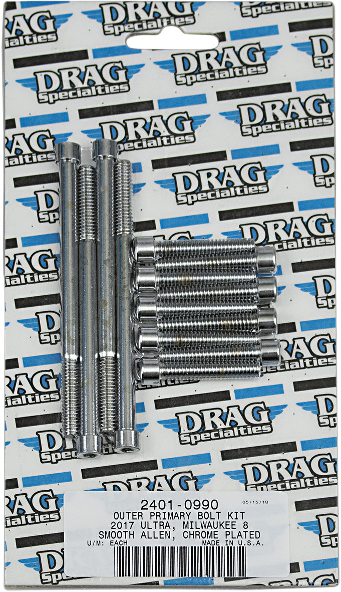 DRAG SPECIALTIES Kit de pernos lisos primarios exteriores - Cromado - M8 MK787S 