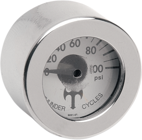 EDDIE TROTTA DESIGNS Mini Oil Pressure Gauge and Cover - Polished - White Face - 3/16" W x 9/16" D TC-001