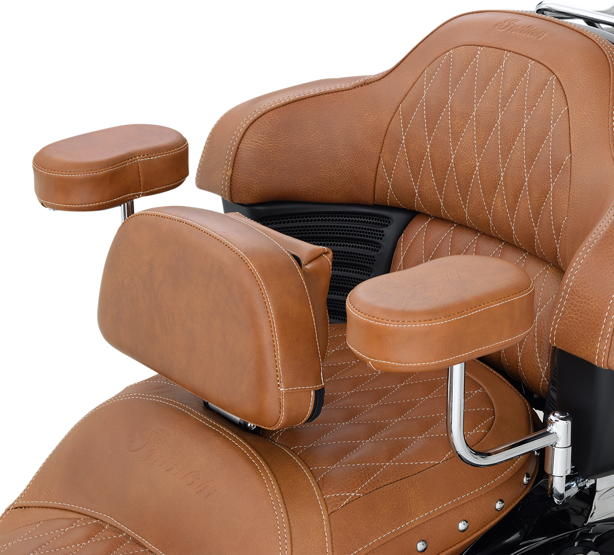 SHOW CHROME Deluxe Armrest - Passenger - Tan - Indian 30-203