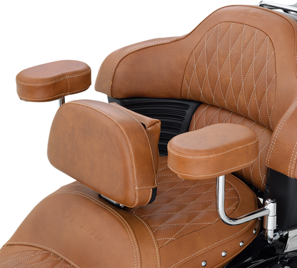 SHOW CHROME Deluxe Armrest - Passenger - Tan - Indian 30-203