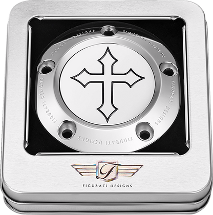 FIGURATI DESIGNS Timing Cover - 5 Hole - Cross - Stainless Steel FD41-TC-5H-SS