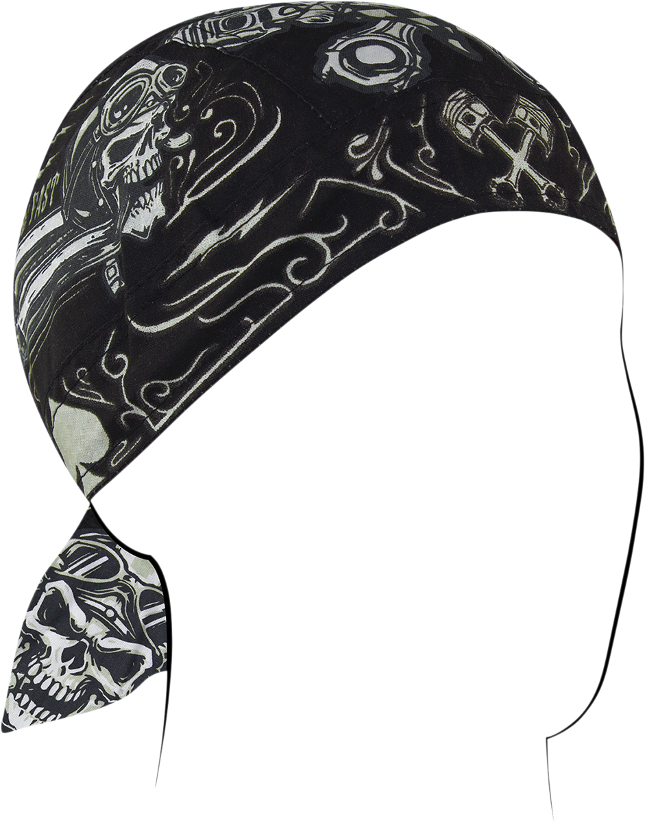 ZAN HEADGEAR Flydanna Cotton Headwrap - Biker Skull Z712