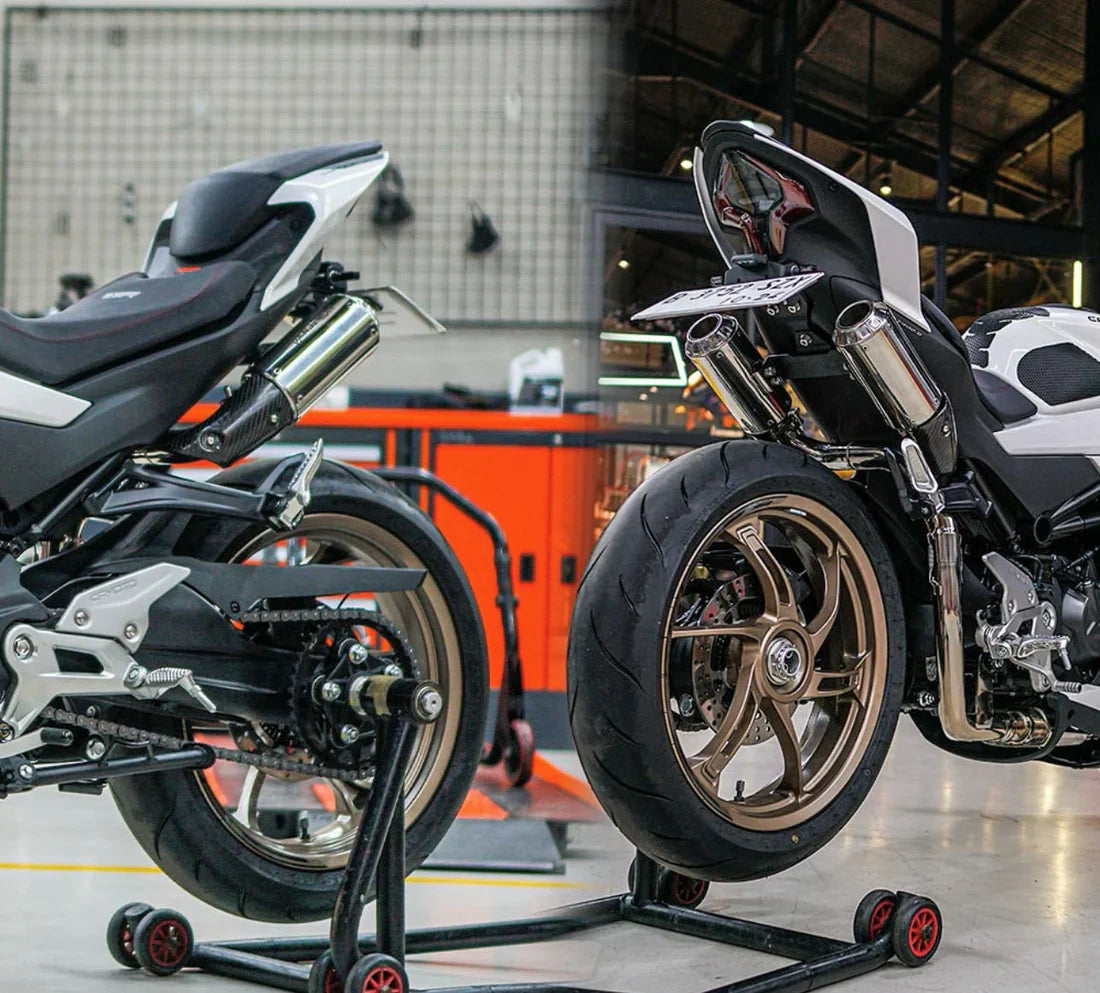 IN STOCK Vandemon CFMOTO single-sided swingarm  450SR-S 2023-2025 Stainless Steel / Titanium High Mount Exhaust System CFMOTO450SRSHMEXHC VA-8