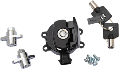 DRAG SPECIALTIES Side Hinge Ignition Switch with Saddlebag Lock - Gloss Black E21-0214GB/50