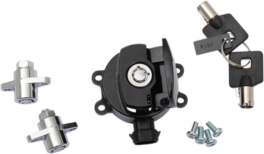 DRAG SPECIALTIES Side Hinge Ignition Switch with Saddlebag Lock - Gloss Black E21-0214GB/50