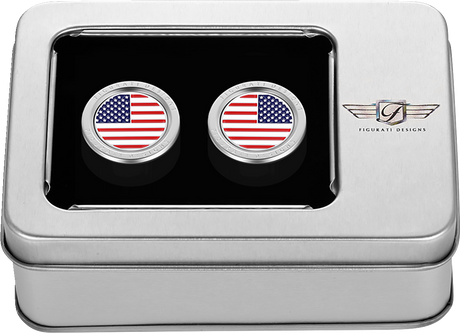 FIGURATI DESIGNS Docking Hardware Covers - American Flag - Short - Stainless Steel FD20-DC-2530-SS