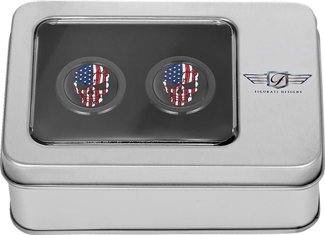 FIGURATI DESIGNS Docking Hardware Covers - Red/White/Blue American Flag Skull - Short - Black FD25-DC-2530-BK