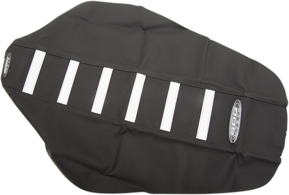 SDG 6-Ribbed Seat Cover - White Ribs/Black Top/Black Sides 95956WK