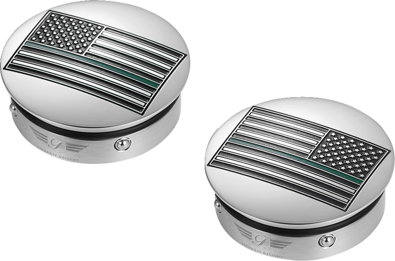 FIGURATI DESIGNS Swing Arm Covers - Green Line American Flag - Custom - Reversed FD72-AFGL-SS