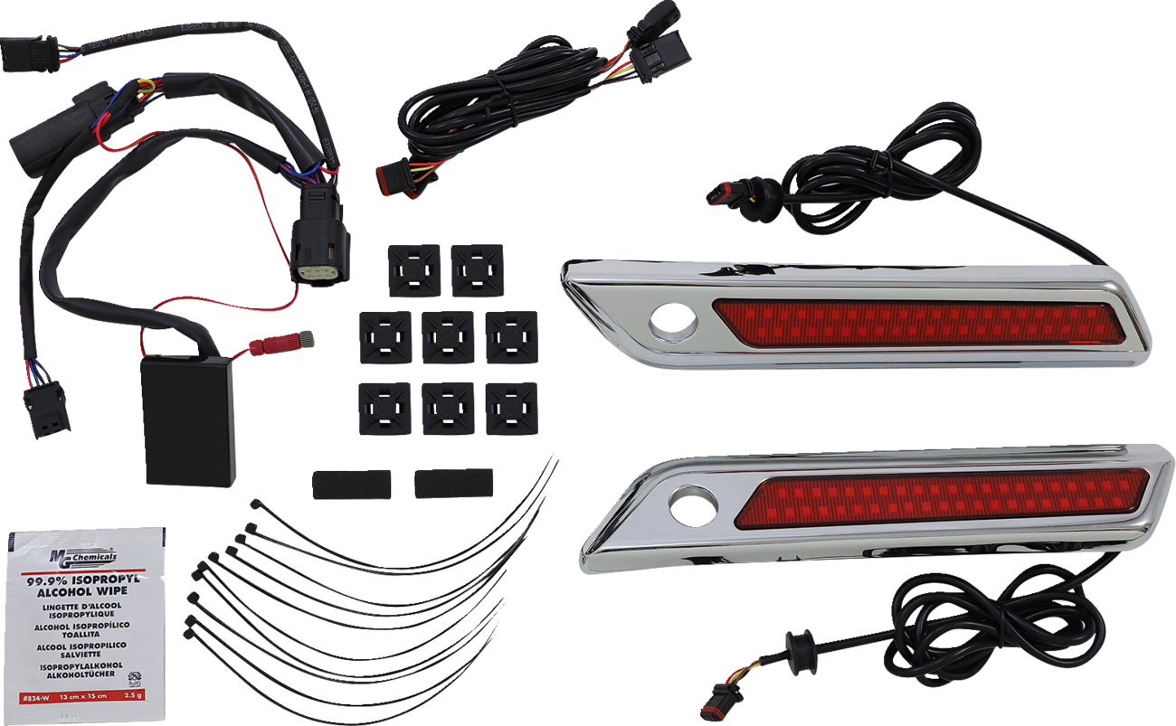 CUSTOM DYNAMICS Latch Light - Saddlebag - Dual Color - Red - Chrome CD-SBL-DC-RC