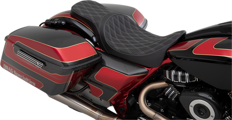 DRAG SPECIALTIES Predator 2-Up Seat - Double Diamond - Silver Stitching - FL '08-'22 0801-1271