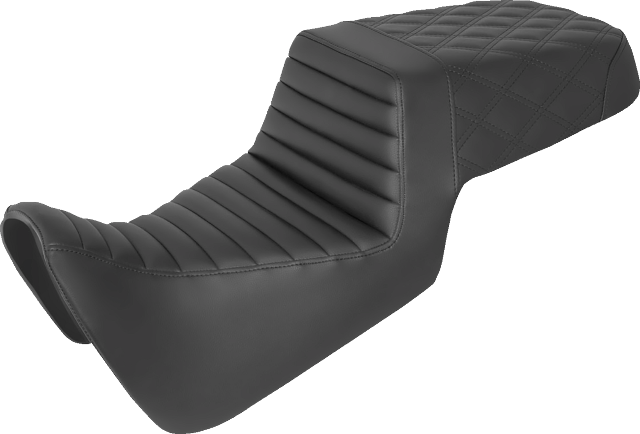 SADDLEMEN Step Up Seat - Front Tuck-n-Roll/Rear Lattice Stitch - Black 821-34-176