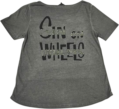 LETHAL THREAT Women's Sinwheels T-Shirt - Gray - 1X LA20613-1X