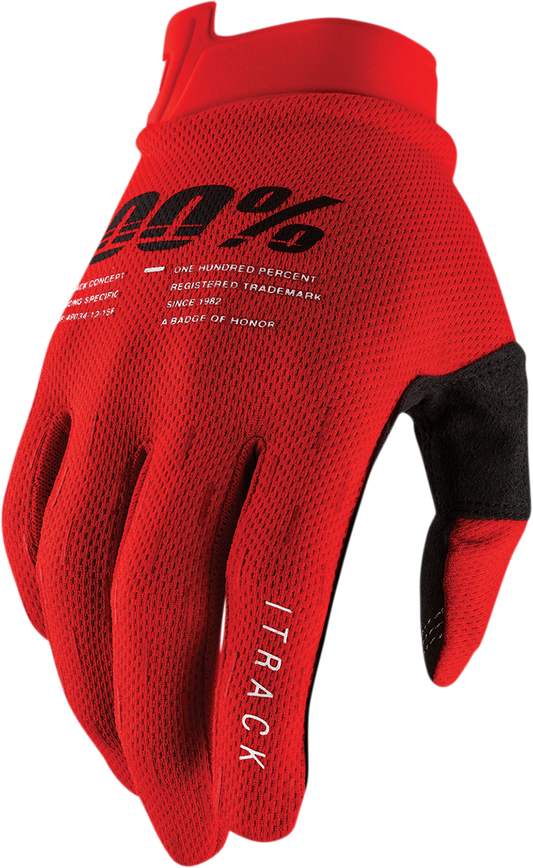 100% iTrack Gloves - Red -Medium 10008-00016