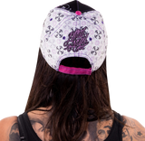 LETHAL THREAT Lethal Angel Floral Skull Rose Hat - Black/White HT82071