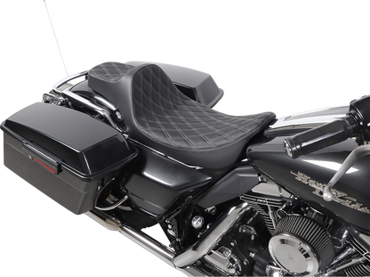 DRAG SPECIALTIES Extended Reach Predator III Seat - Double Diamond - Black w/ Silver Thread NOT A 2-UP SEAT 8011370