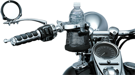 KURYAKYN Drink Holder w/ Basket - Universal - 1-1/4" Handlebars - Chrome 1475