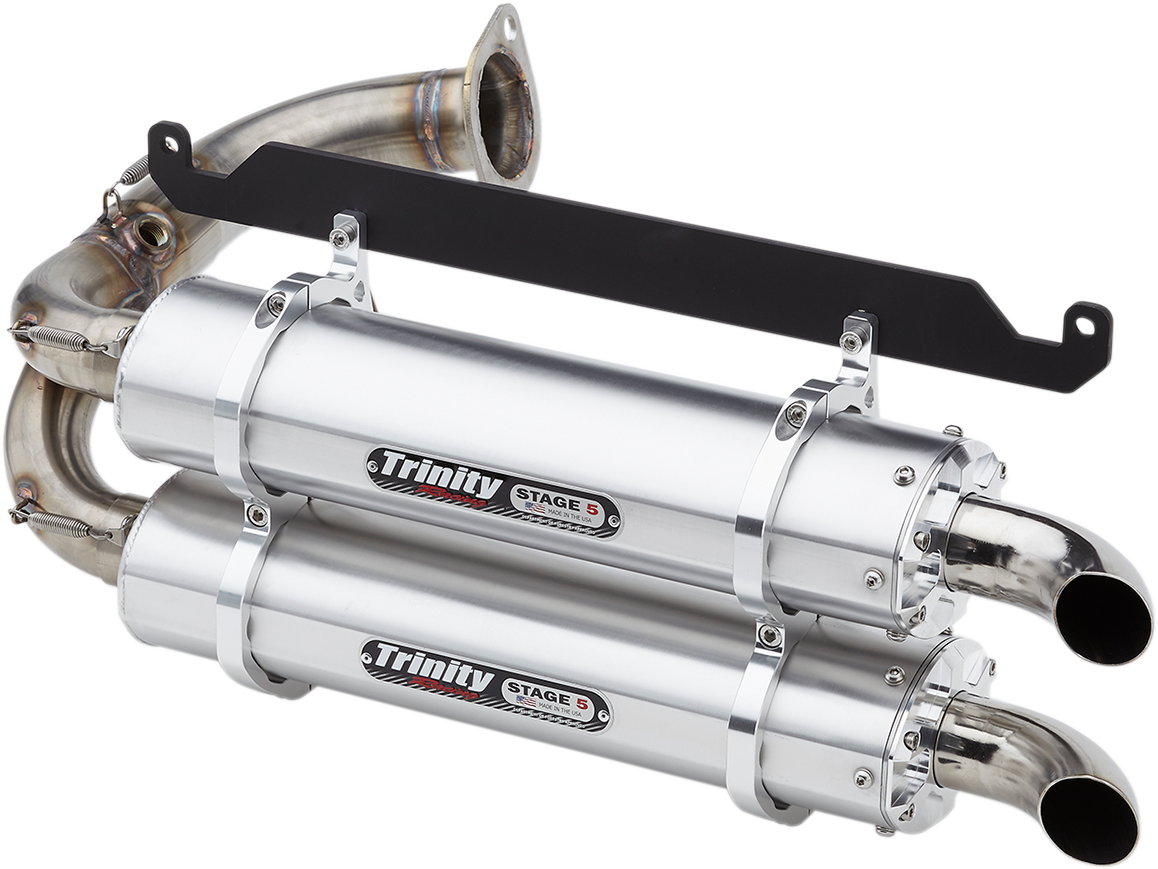 TRINITY RACING Stage 5 Slip-On Dual Muffler - Brushed Aluminum Talon 1000 2019-2022   TR-4169S